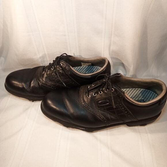 FootJoy DryJoys Men’s Leather Golf Shoes Black Size 10 - Picture 6 of 8